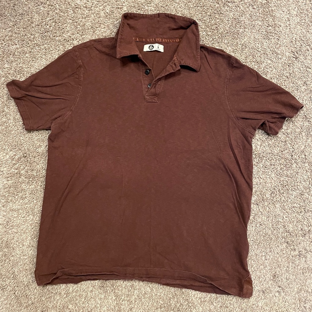 American Giant Slub Polo, Size Large, Color Burgundy